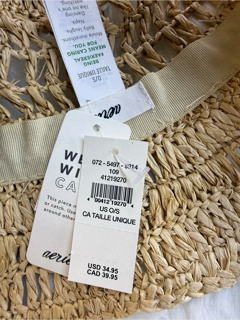 aerie Neutral Crochet Bucket Hat - Beige